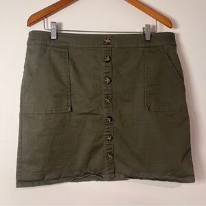 Loft outlet olive green skirt with button detail 14P